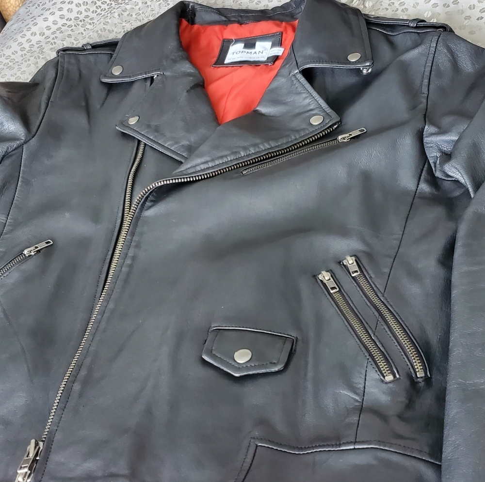 Topman moto leather jacket XL